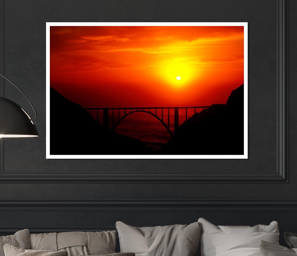 Bridge At Sunset Print Poster Wall Art