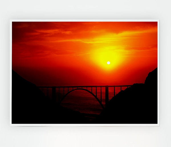 Bridge At Sunset Print Poster Wall Art