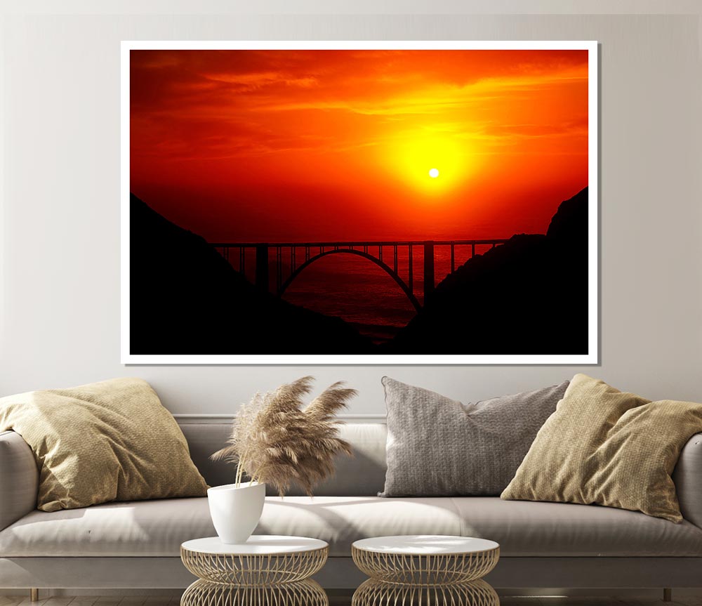 Bridge At Sunset Print Poster Wall Art