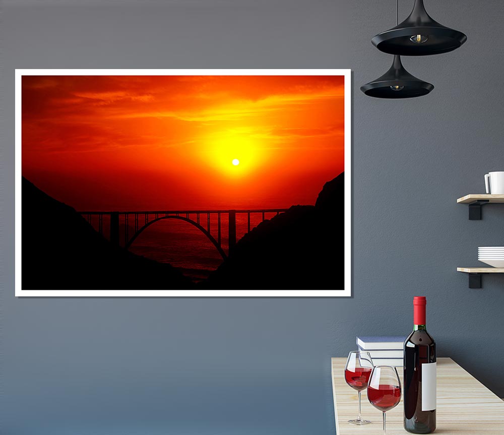 Bridge At Sunset Print Poster Wall Art