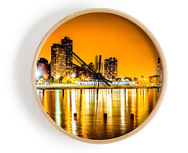 Golden City Waters Clock - Wallart-Direct UK