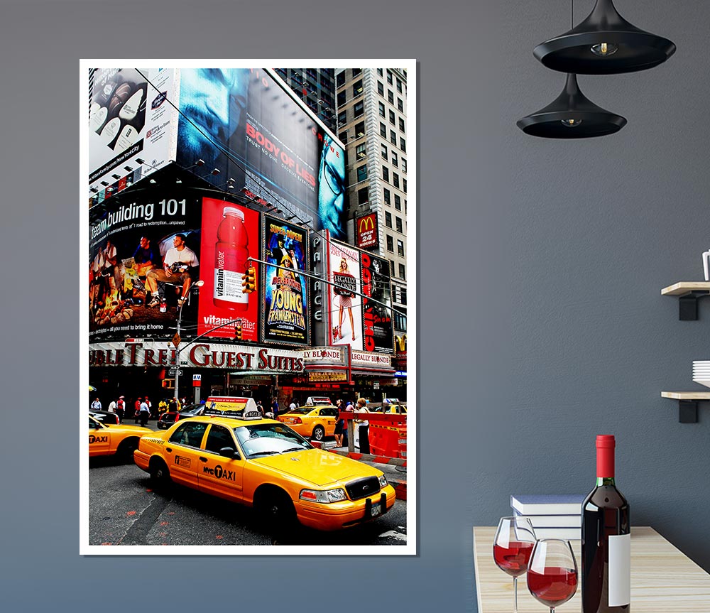 Broadway Cabs In New York Print Poster Wall Art