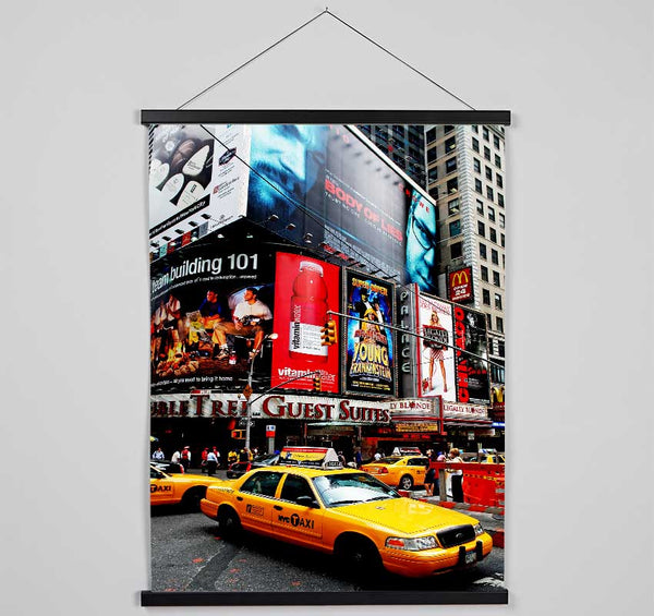 Broadway Cabs In New York Hanging Poster - Wallart-Direct UK