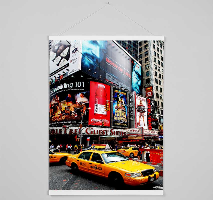 Broadway Cabs In New York Hanging Poster - Wallart-Direct UK