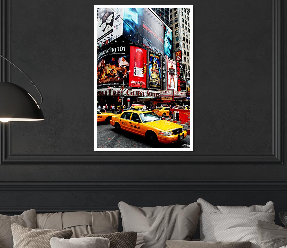 Broadway Cabs In New York Print Poster Wall Art