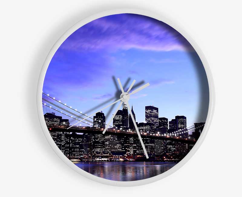 Brooklyn Bridge At Night Clock - Wallart-Direct UK