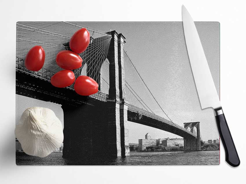 Brooklyn Bridge B n W Glass Chopping Board