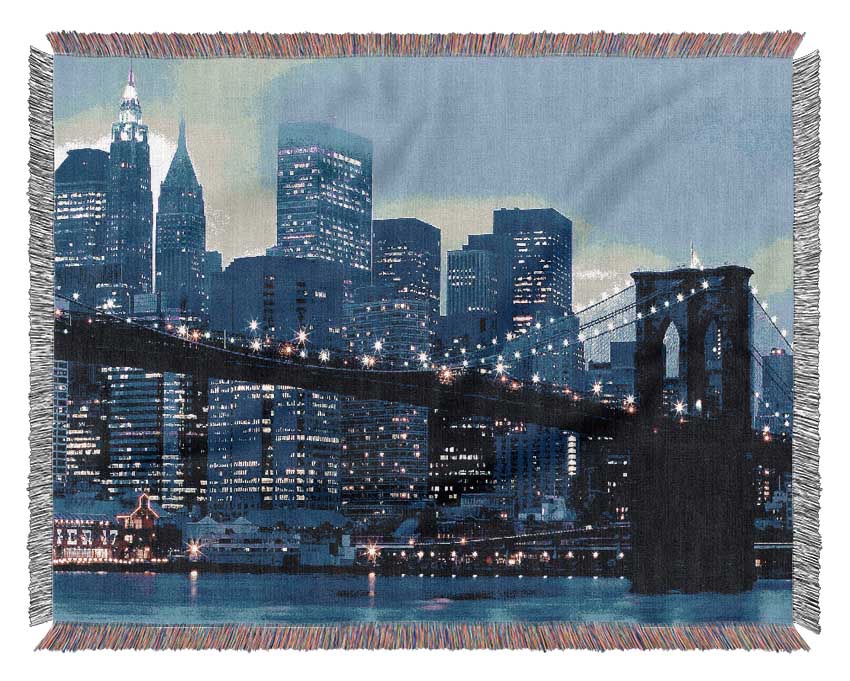 Brooklyn Bridge Blue Hue Woven Blanket