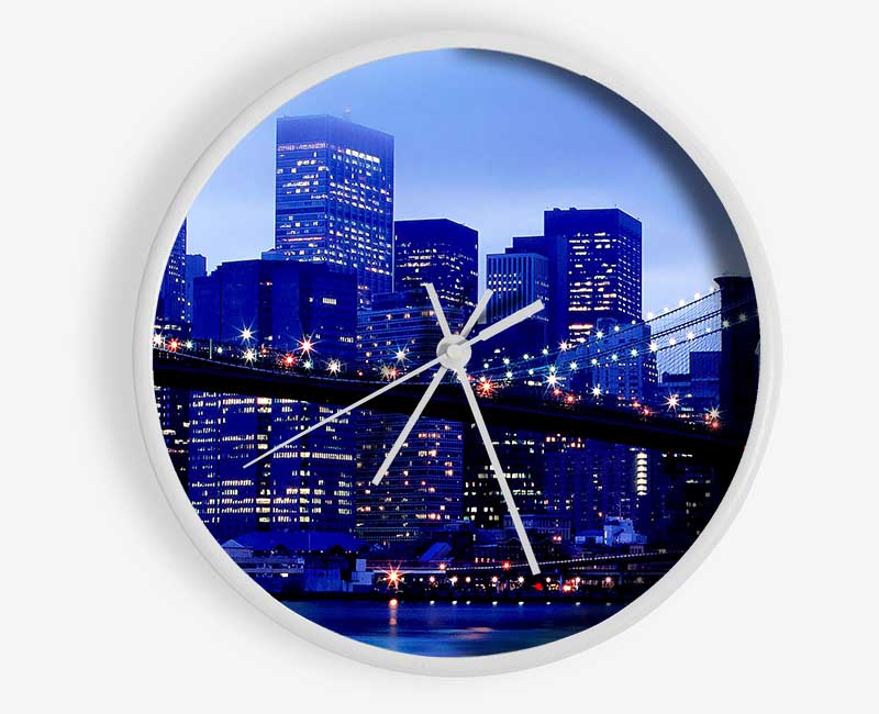 Brooklyn Bridge Blue Hue Clock - Wallart-Direct UK