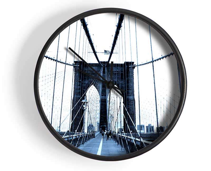 Brooklyn Bridge Blue Clock - Wallart-Direct UK