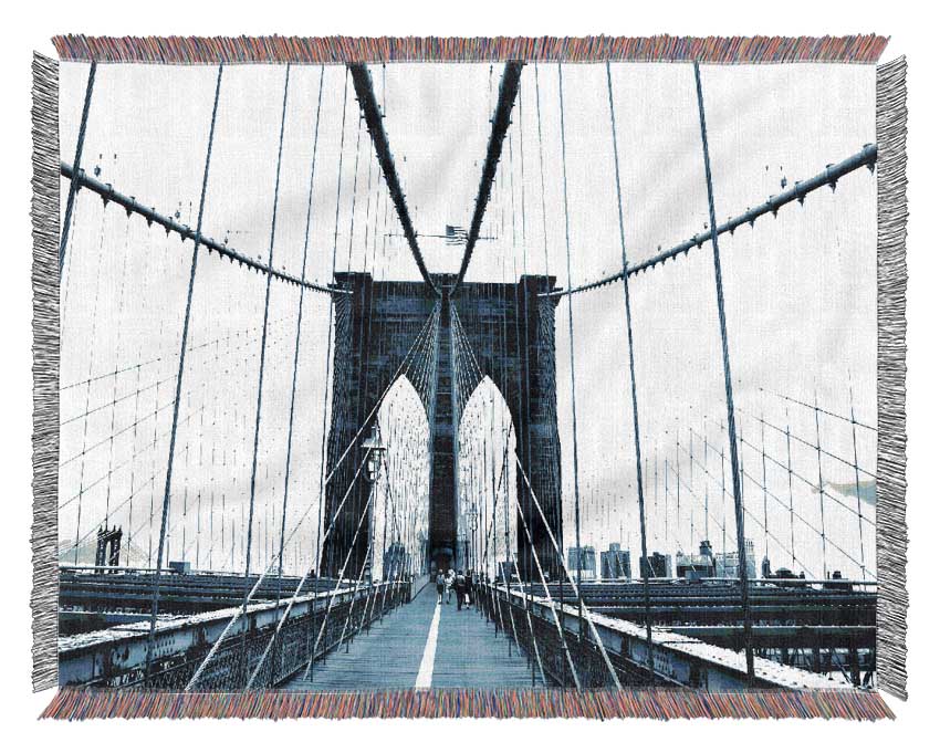 Brooklyn Bridge Blue Woven Blanket