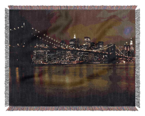 Brooklyn Bridge Green Waters Woven Blanket