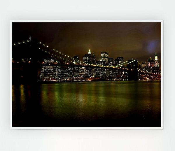 Brooklyn Bridge Green Waters Print Poster Wall Art