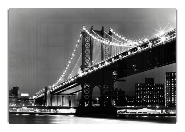 Brooklyn Bridge Lights B~w