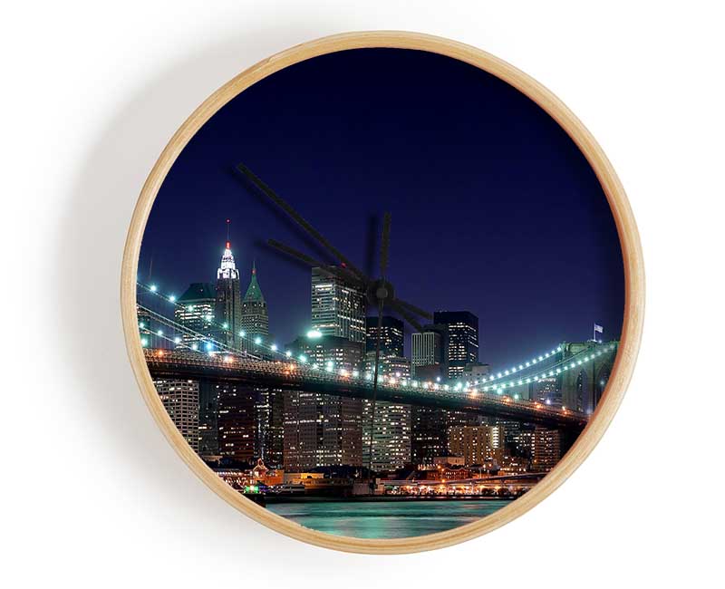 Brooklyn Bridge New York Lights Clock - Wallart-Direct UK