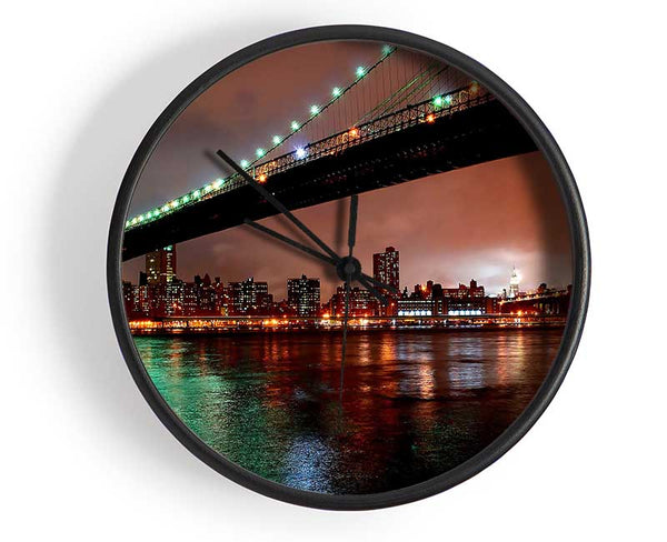 Brooklyn Bridge New York At Night Clock - Wallart-Direct UK