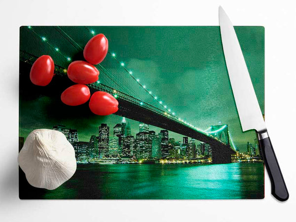 Brooklyn Bridge New York Green Cast Glass Chopping Board