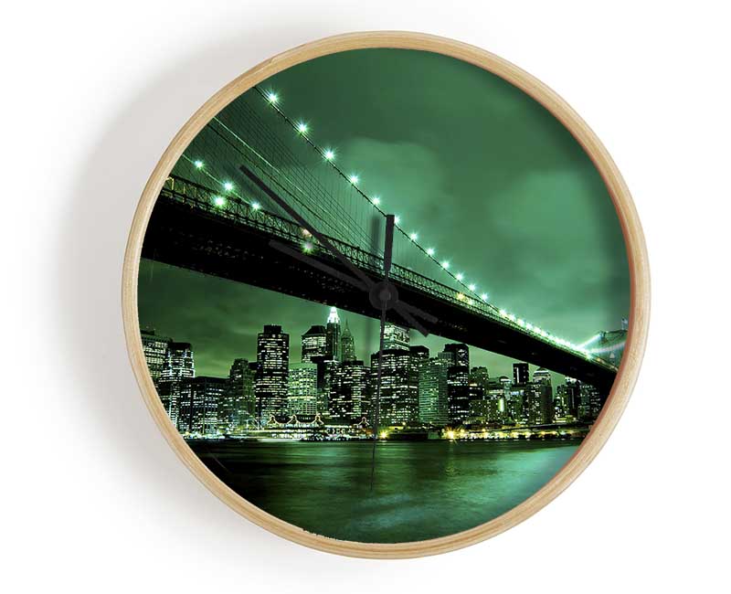 Brooklyn Bridge New York Green Cast Clock - Wallart-Direct UK