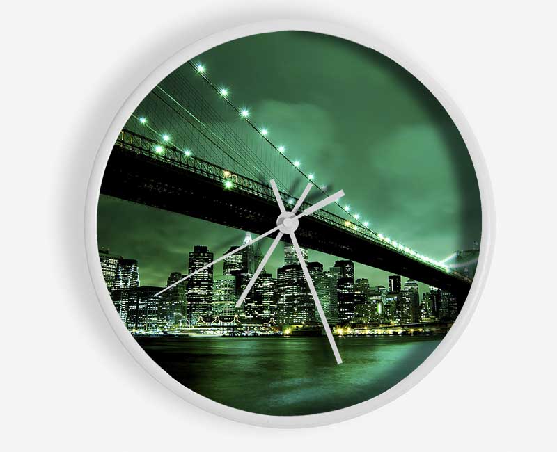 Brooklyn Bridge New York Green Cast Clock - Wallart-Direct UK