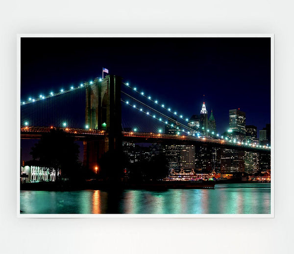 Brooklyn Bridge Nyc Blue Nights Print Poster Wall Art