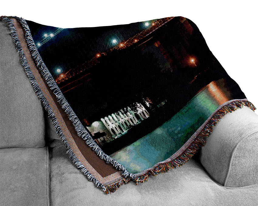 Brooklyn Bridge NYC Blue Nights Woven Blanket