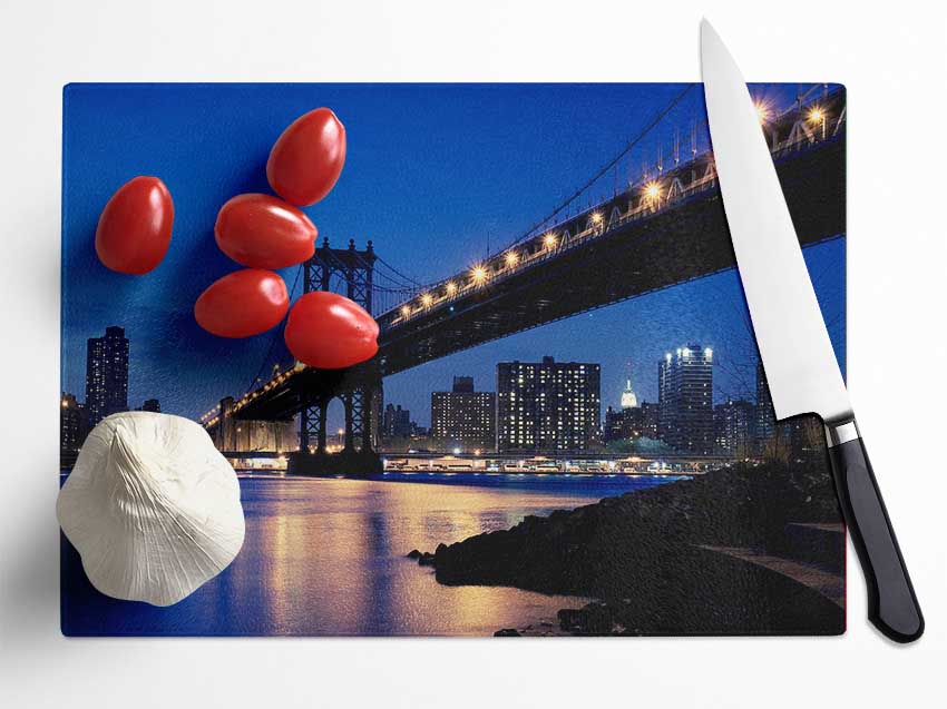 Brooklyn Bridge Peach Glow Glass Chopping Board