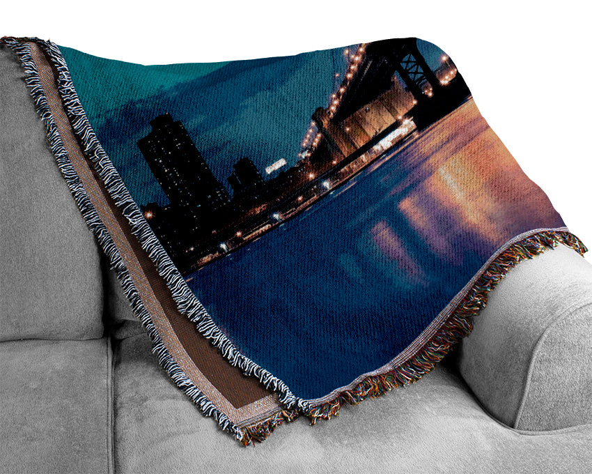 Brooklyn Bridge Peach Glow Woven Blanket