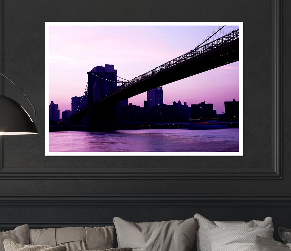 Brooklyn Bridge Purple Hue Print Poster Wall Art