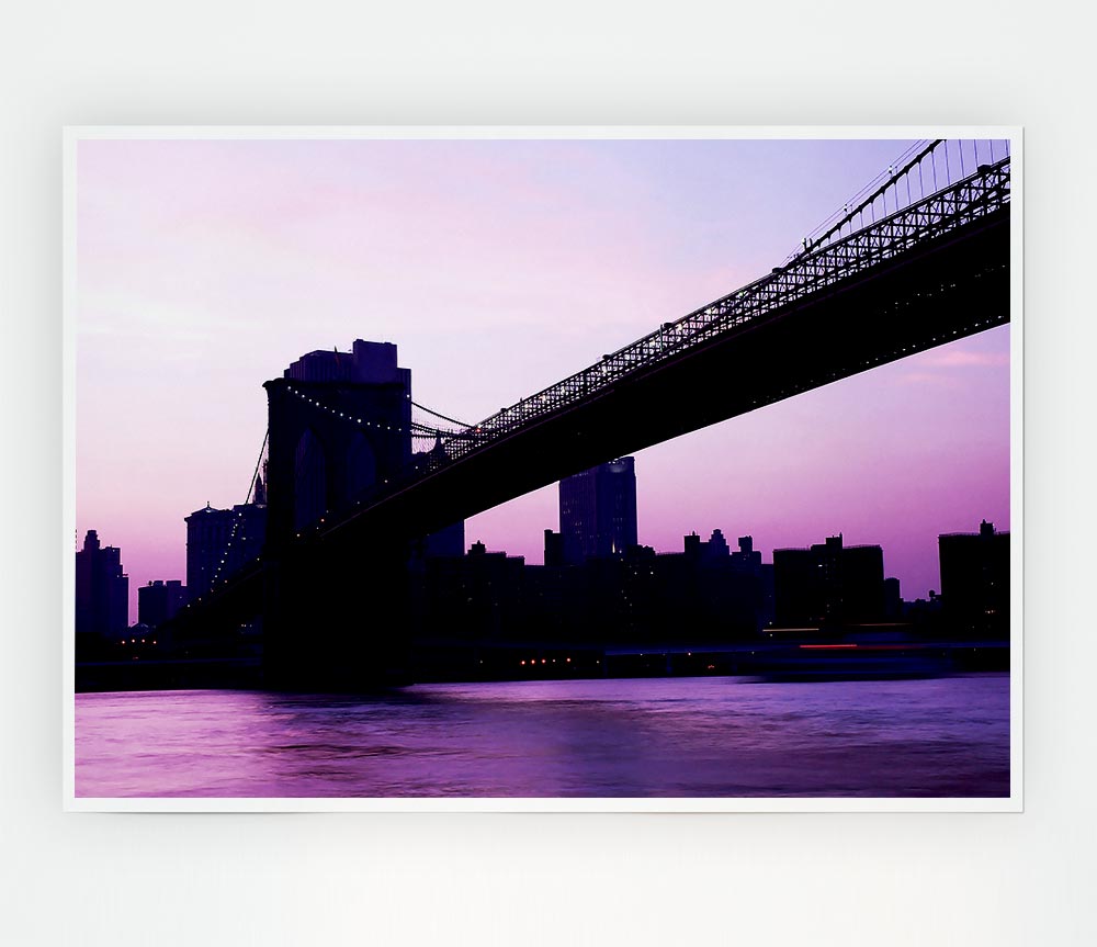 Brooklyn Bridge Purple Hue Print Poster Wall Art