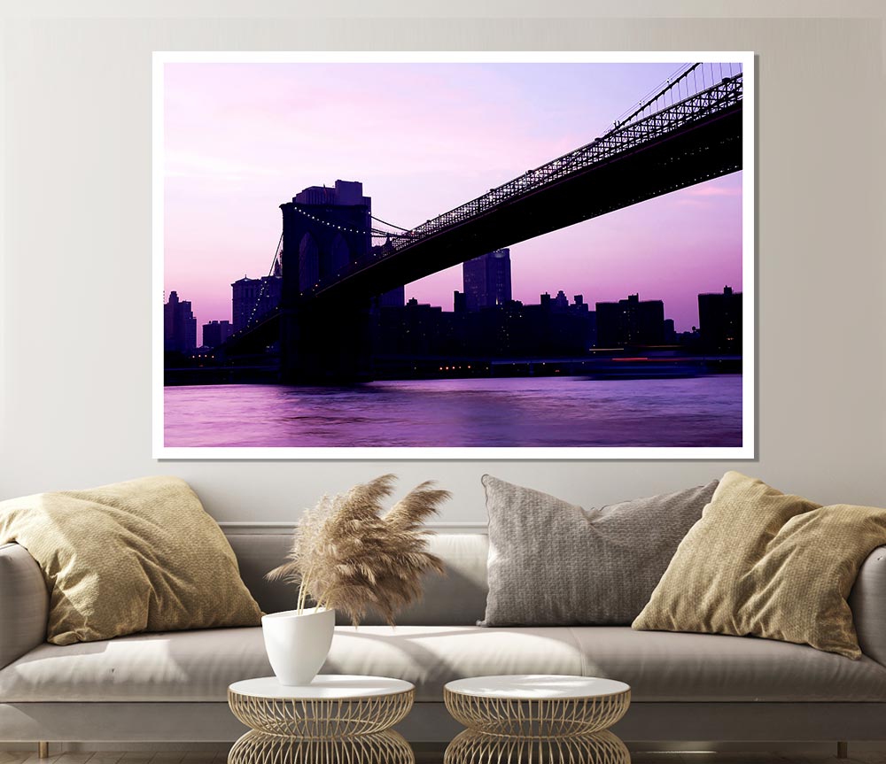 Brooklyn Bridge Purple Hue Print Poster Wall Art