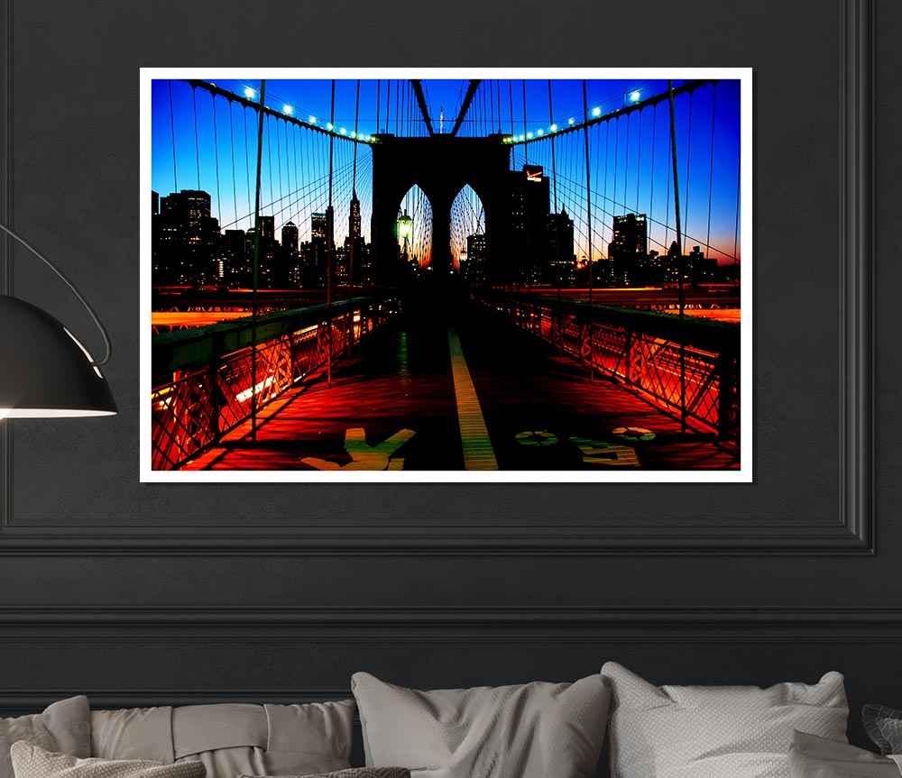 Brooklyn Bridge Red Cast Print Poster Wall Art