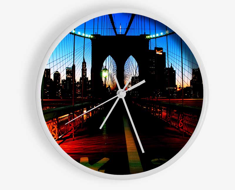 Brooklyn Bridge Red Cast Clock - Wallart-Direct UK