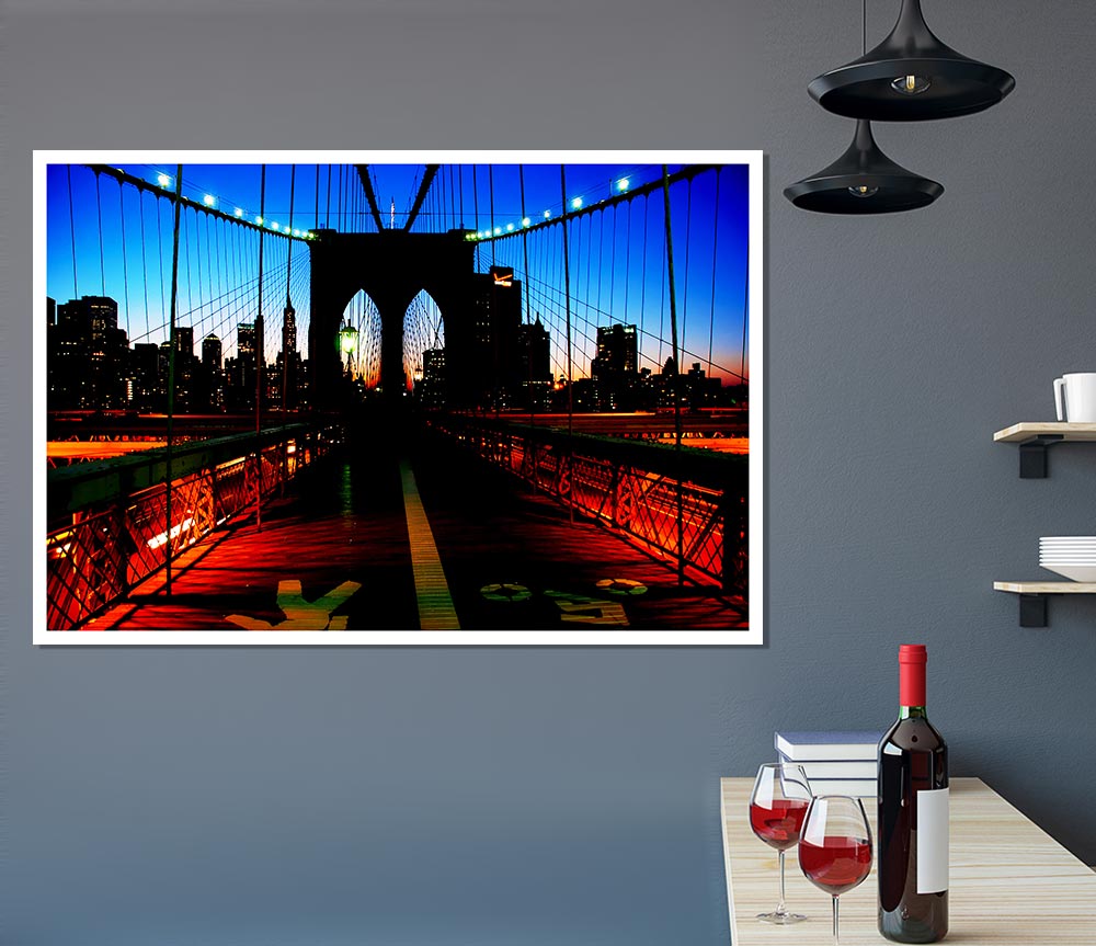 Brooklyn Bridge Red Cast Print Poster Wall Art