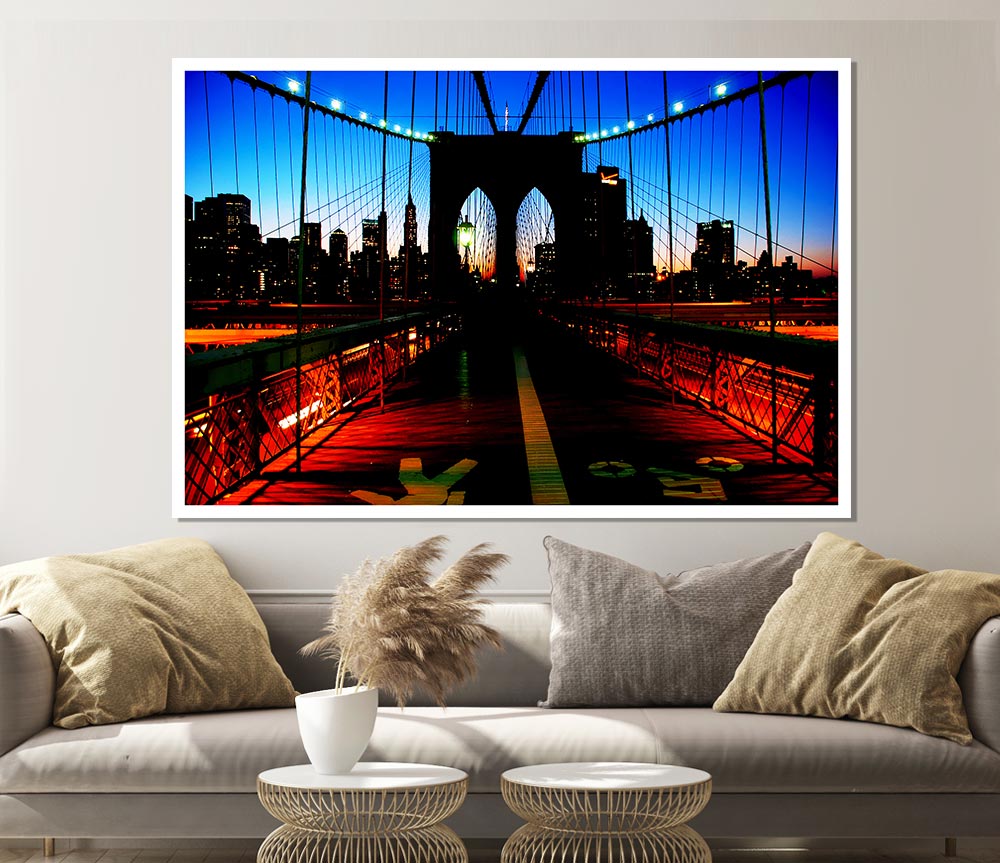 Brooklyn Bridge Red Cast Print Poster Wall Art