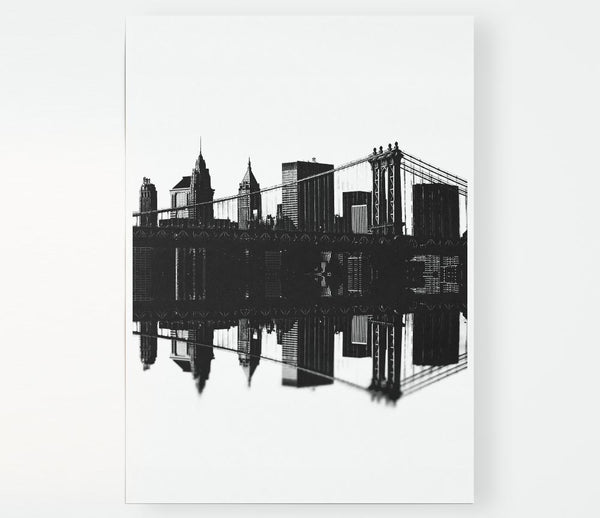 Brooklyn Bridge Reflections B N W Print Poster Wall Art