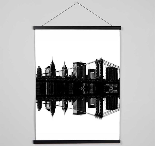 Brooklyn Bridge Reflections B n W Hanging Poster - Wallart-Direct UK