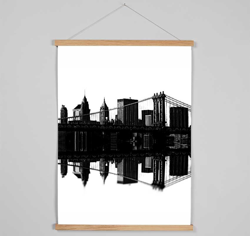 Brooklyn Bridge Reflections B n W Hanging Poster - Wallart-Direct UK