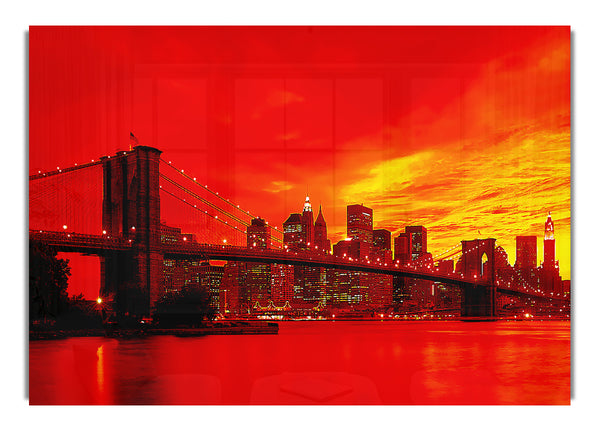 Brooklyn Bridge Skys Orange Red