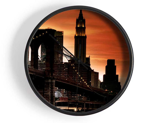 Brooklyn Bridge Stunning Skys Clock - Wallart-Direct UK