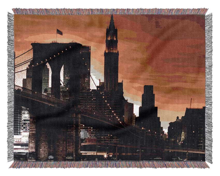 Brooklyn Bridge Stunning Skys Woven Blanket