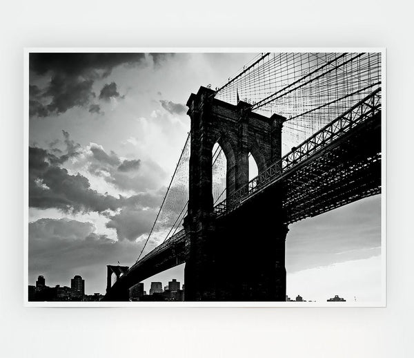 Brooklyn Bridge Sunset B N W Print Poster Wall Art