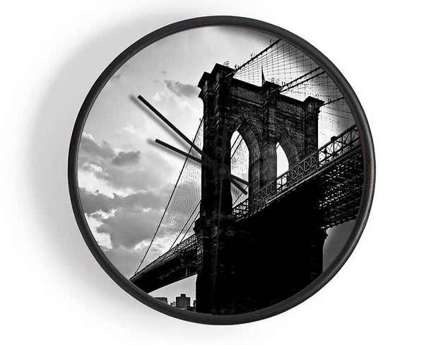 Brooklyn Bridge Sunset B n W Clock - Wallart-Direct UK