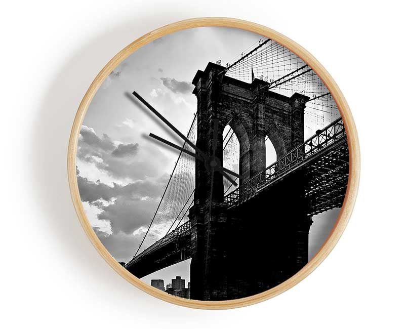 Brooklyn Bridge Sunset B n W Clock - Wallart-Direct UK