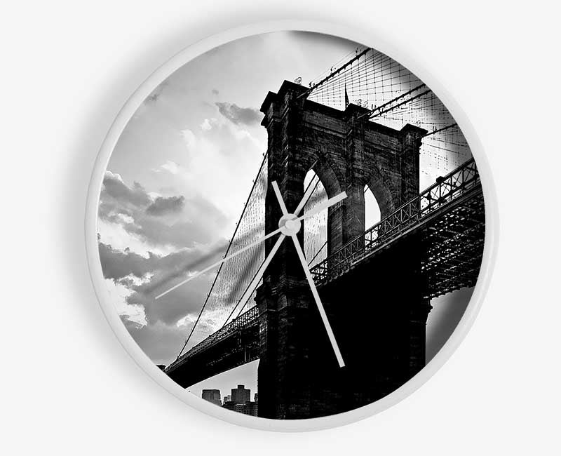 Brooklyn Bridge Sunset B n W Clock - Wallart-Direct UK