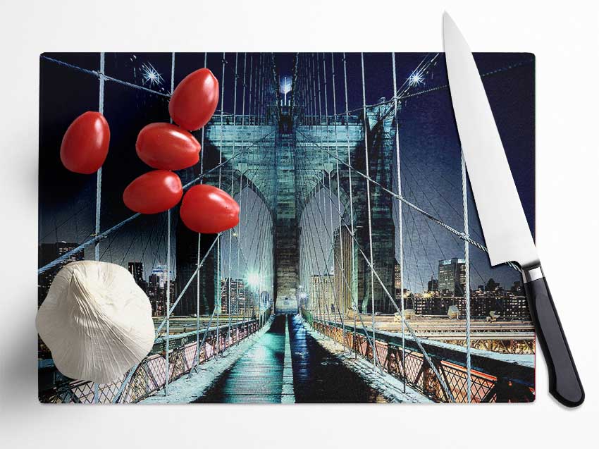 Brooklyn Bridge Walkway Glass Chopping Board