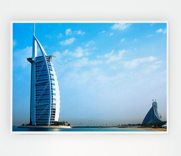 Burj Al Arab Dubai In The Morning Sky Print Poster Wall Art