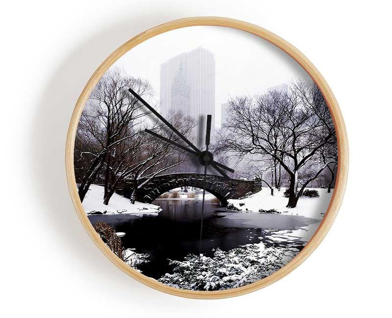 Central Park In Winter Clock - Wallart-Direct UK