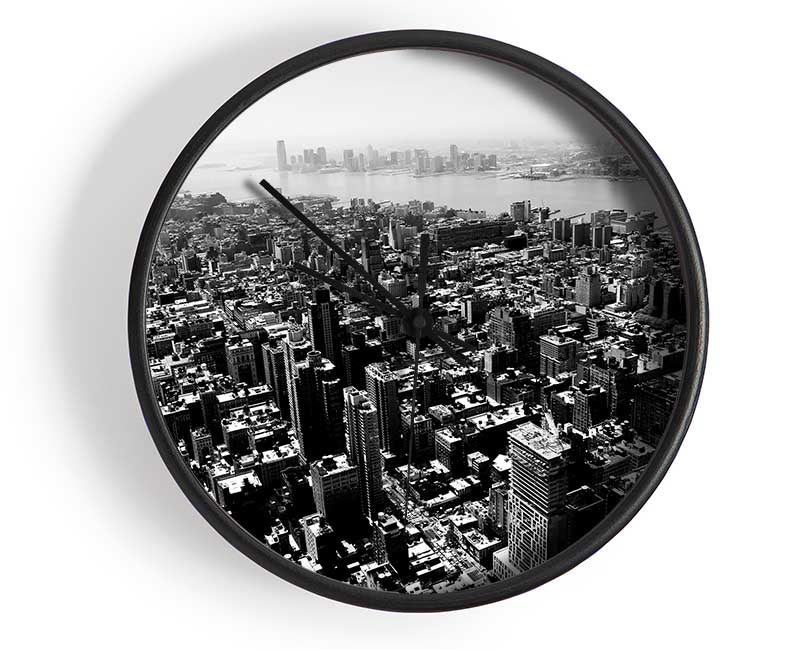 Chicago Arial View B n W Clock - Wallart-Direct UK