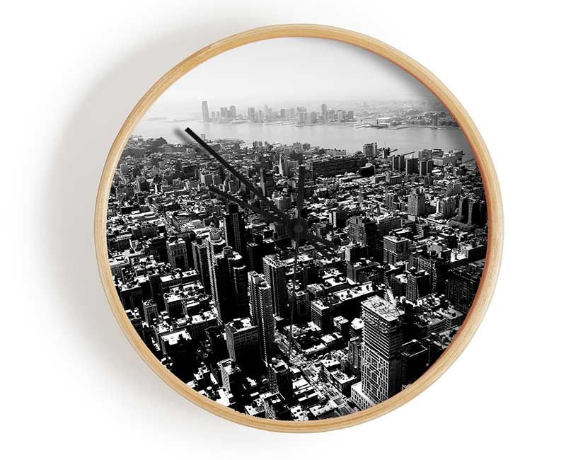 Chicago Arial View B n W Clock - Wallart-Direct UK