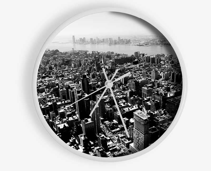 Chicago Arial View B n W Clock - Wallart-Direct UK